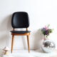 Suite of 6 Chairs Baumann model Pegasus in beech and faux black leather