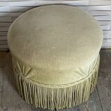 Vintage pouf, velvet, pale green, 50s
