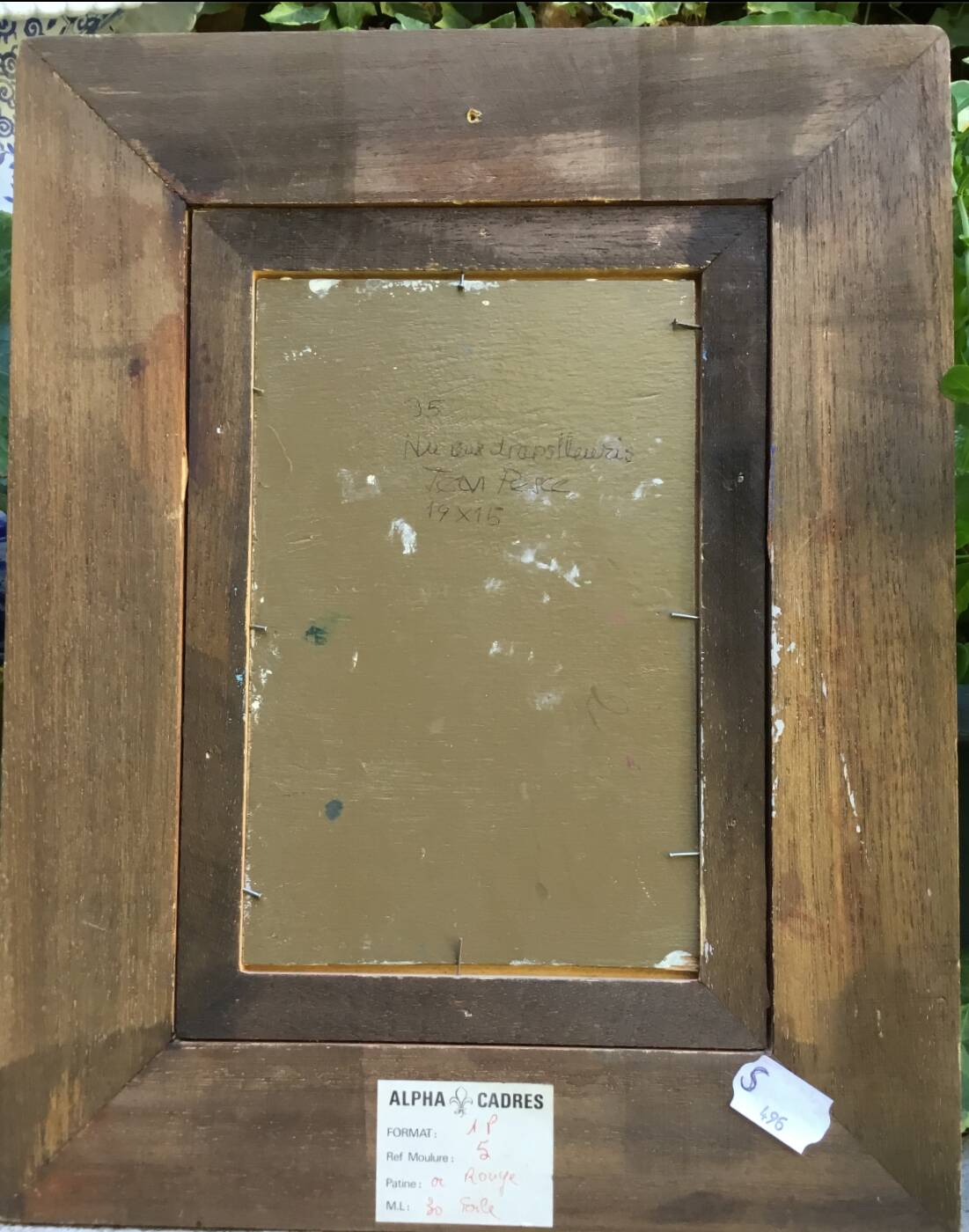 Jean Pesce. Nude with flowered sheets. Oil panel signed and framed