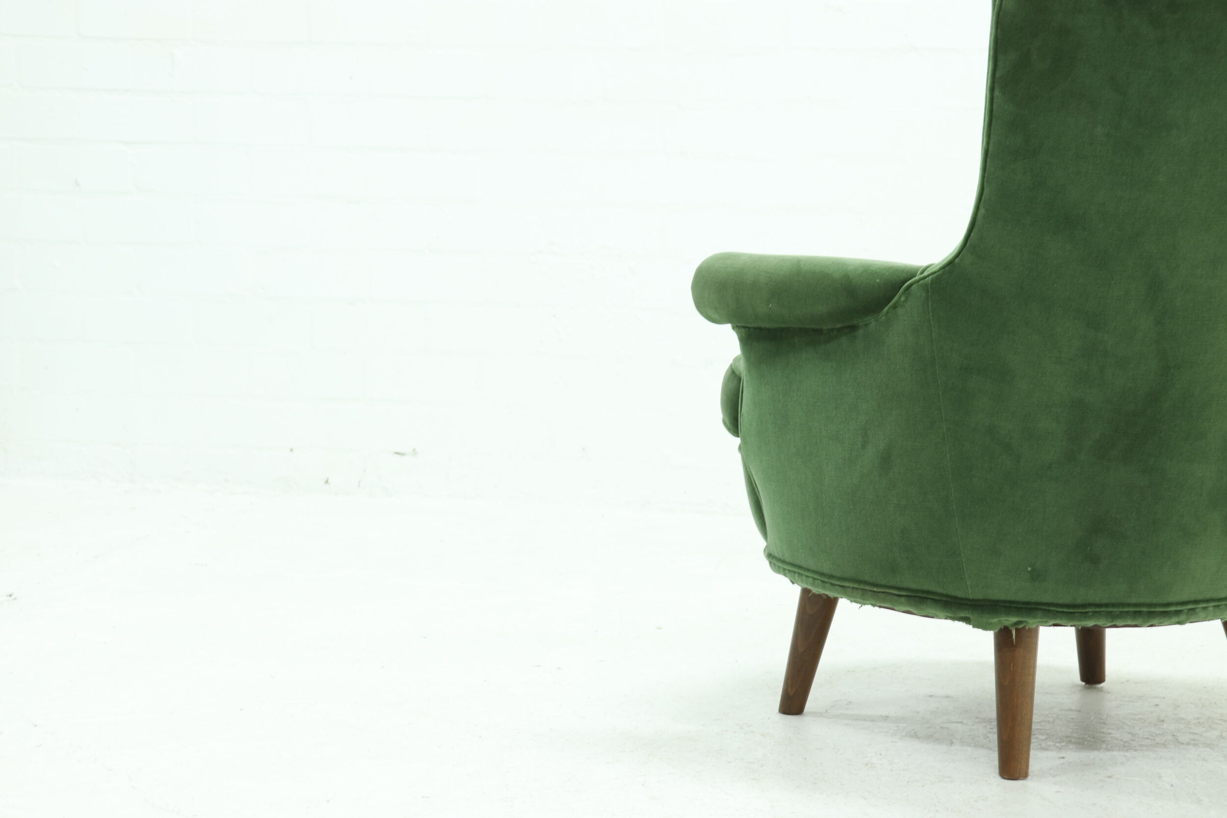 Vintage Green Velour Armchair 1950s