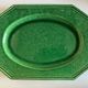 Plat néoclassique octogonal perles en terre vernissée vert XL