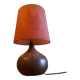 Ceramic (sandstone) lamp from the 50s, 60'S with silk lampshade