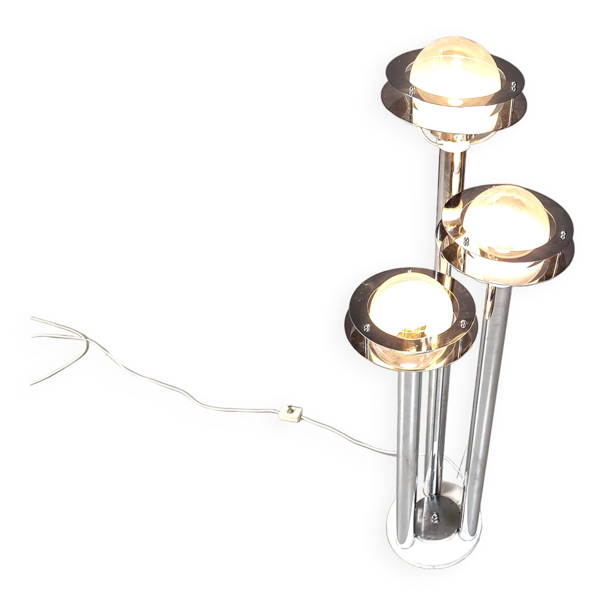Space age chromed and glass floor lamp, 1970s