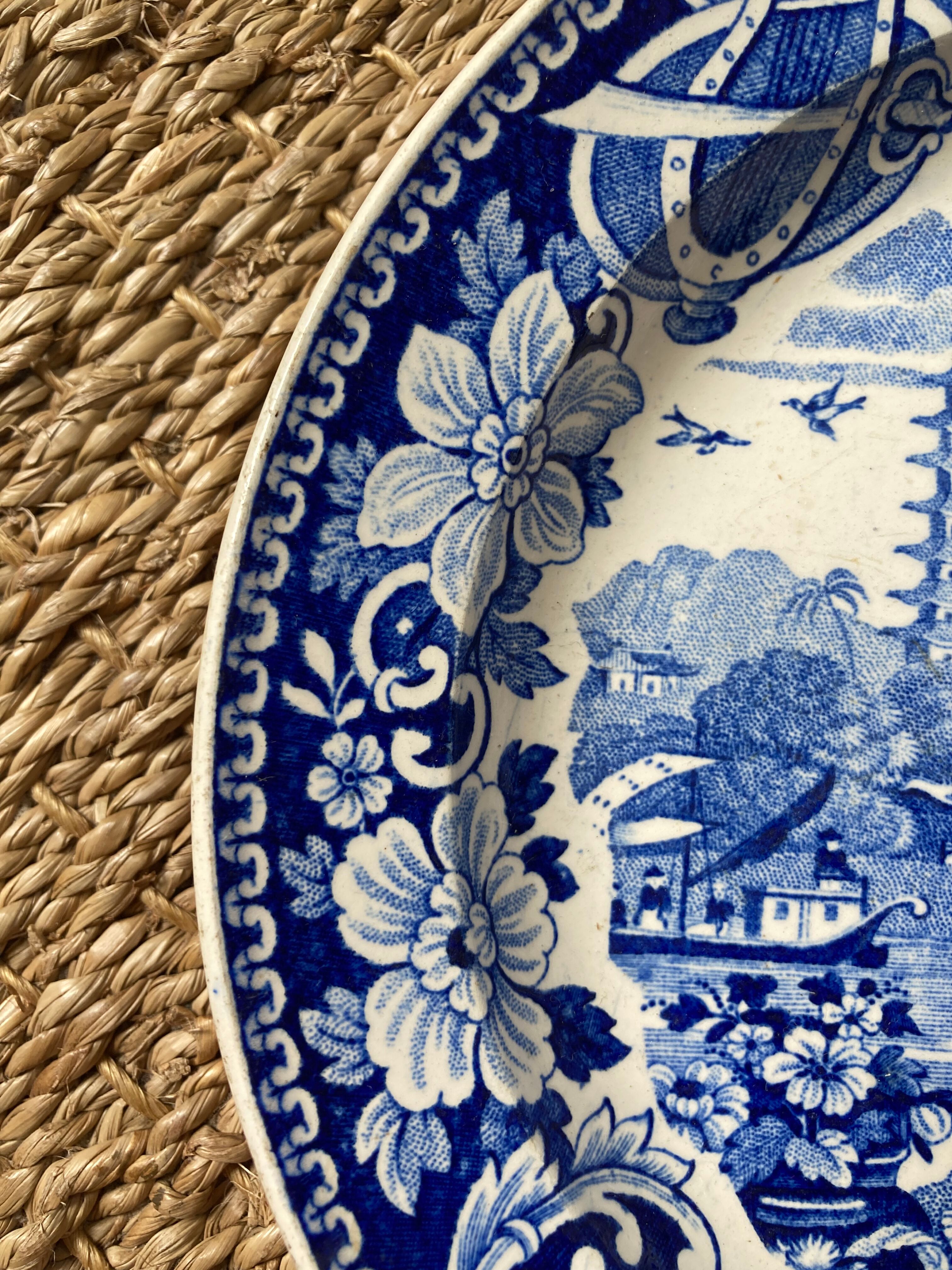 Old plate Yeddo Sarreguemines with Asian Japanese decoration 1900 old