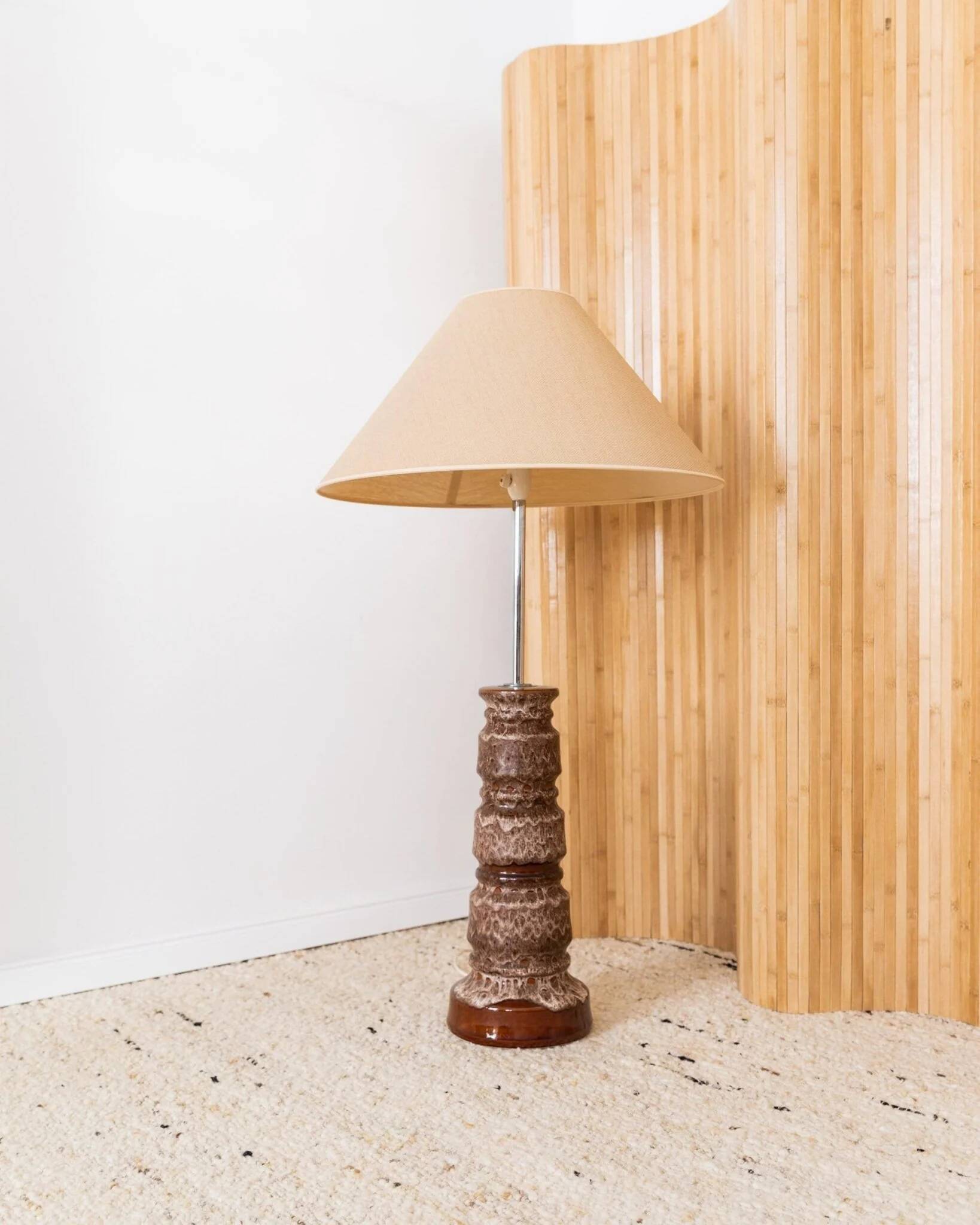 XXL ceramic floor lamp with shade - 1960s