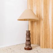XXL ceramic floor lamp with shade - 1960s