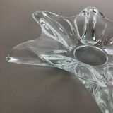 Large French Floral Crystal Glass Shell Bowl by Art Vannes, France, 1970s