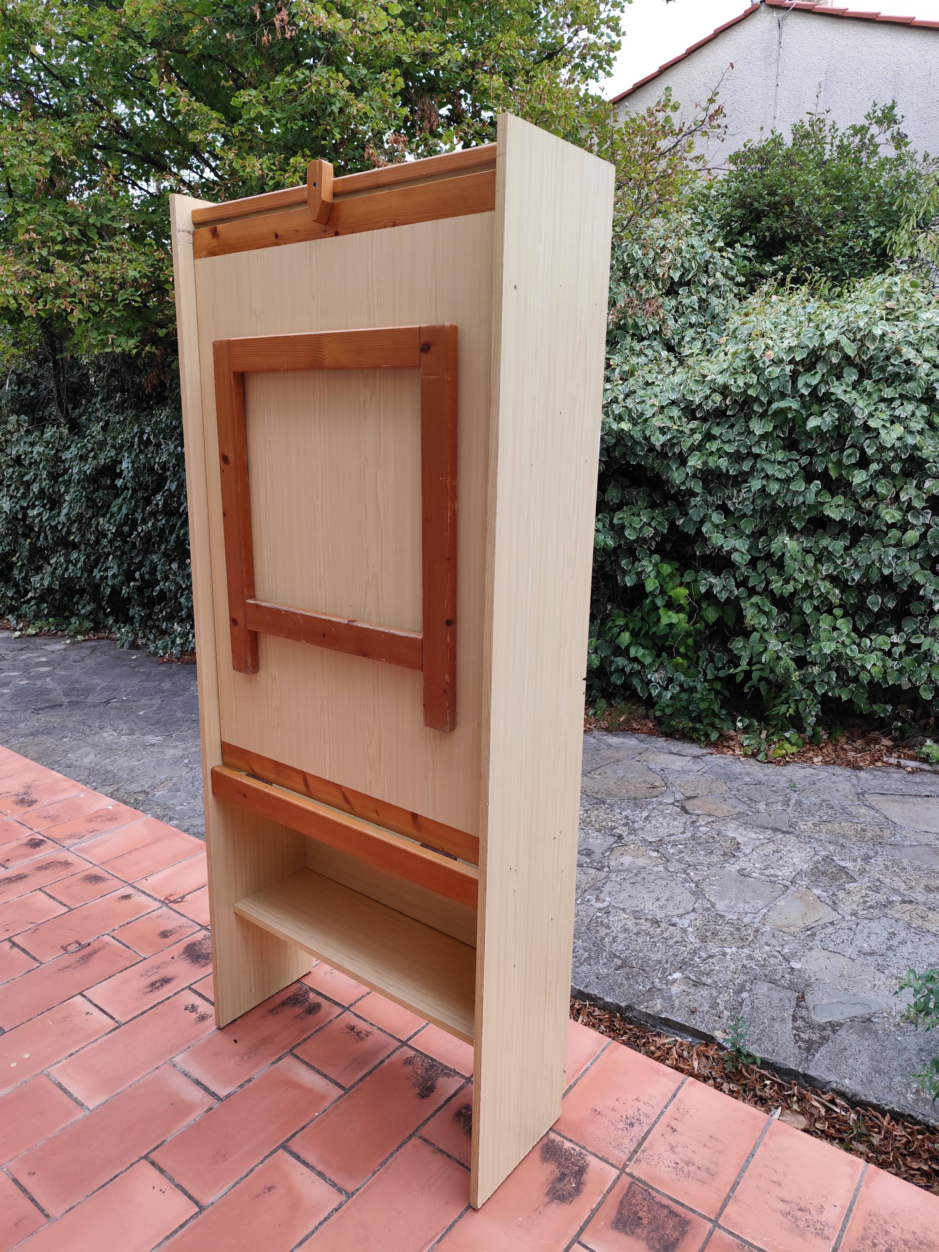 Vintage Pine Freestanding Retractable Bookcase Desk Table