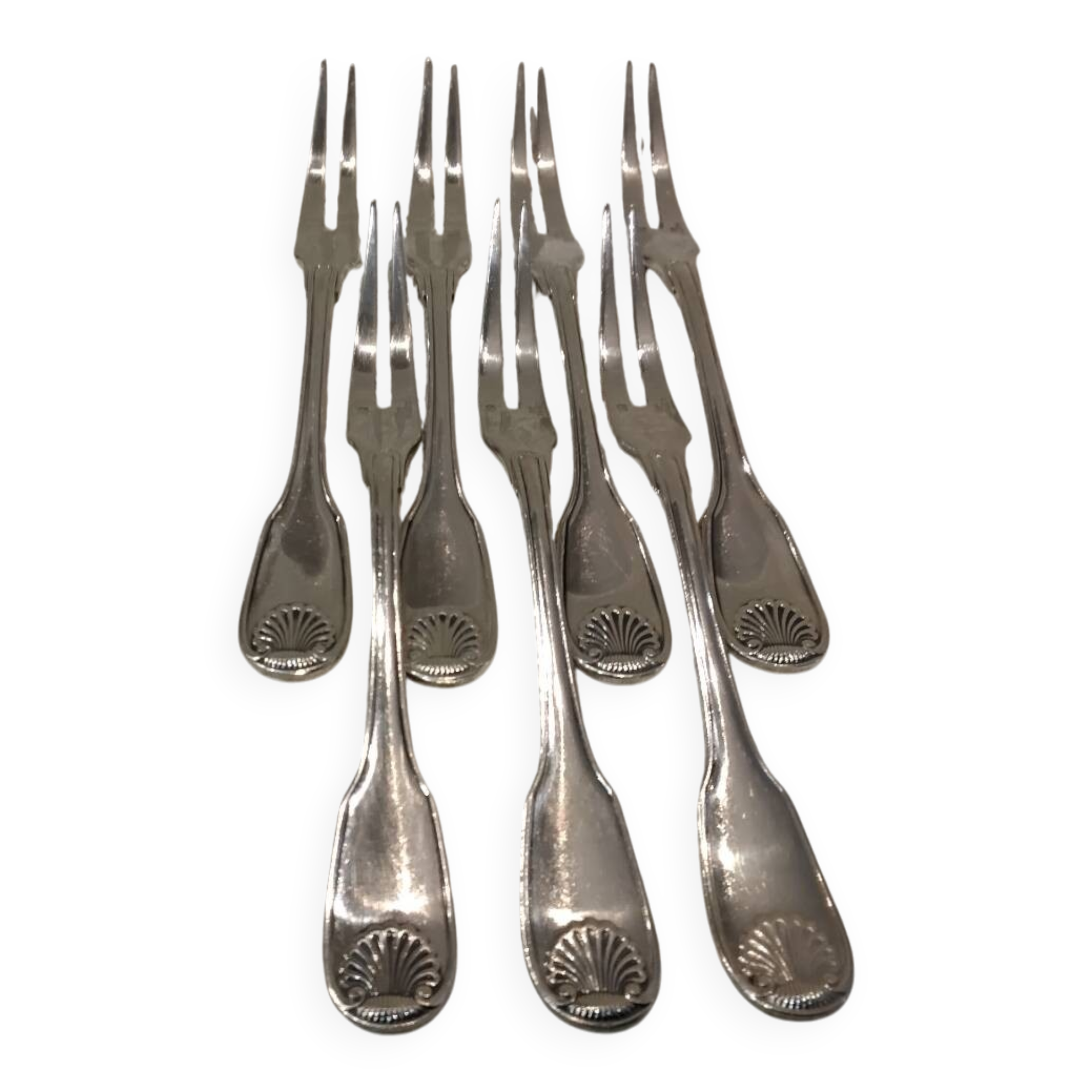 7 silver-plated metal snail forks by Christofle Vendôme
