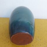 Enamelled terracotta vase, blue