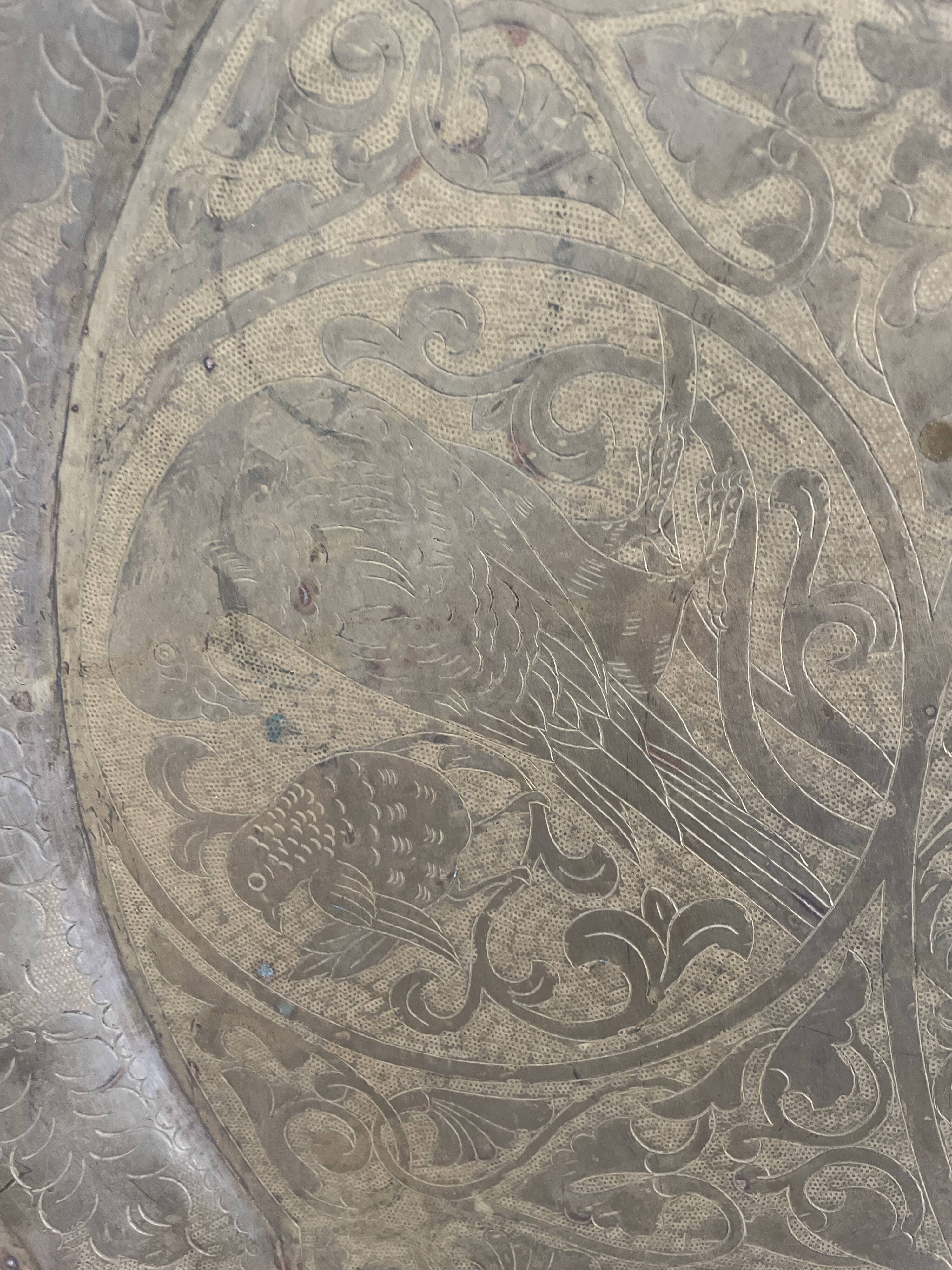 Ancient eastern brass plate engraved with Mamluk decoration – 96