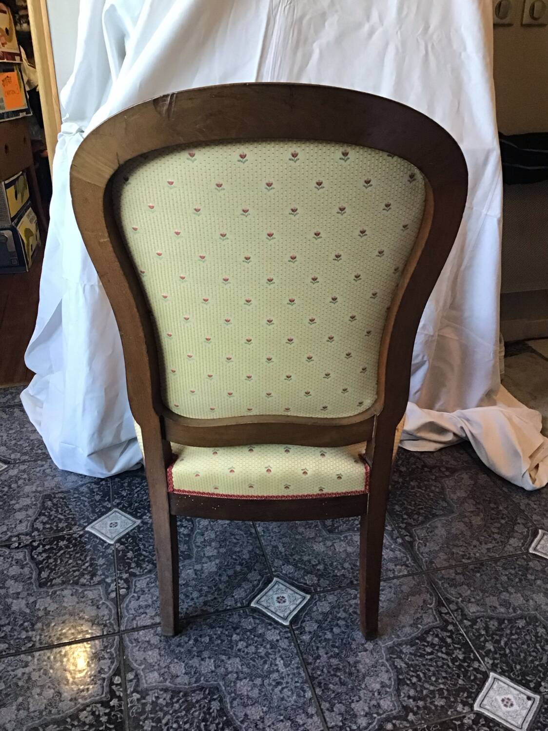 19th century Louis Philippe style armchair with purple backrest