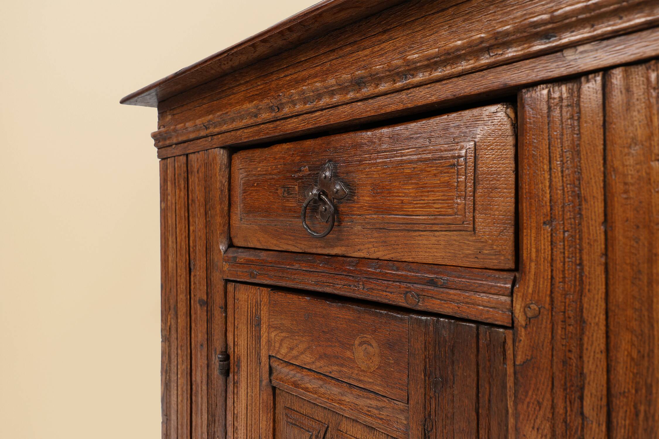 16th Century Belgian hand carved single door cabinet in full oak