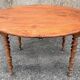 Round solid oak table with extensions, cabinetmaker's sliding mechanism,