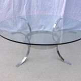 Table de salon verre et chrome