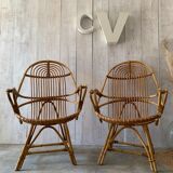 Pair of rattan armchairs