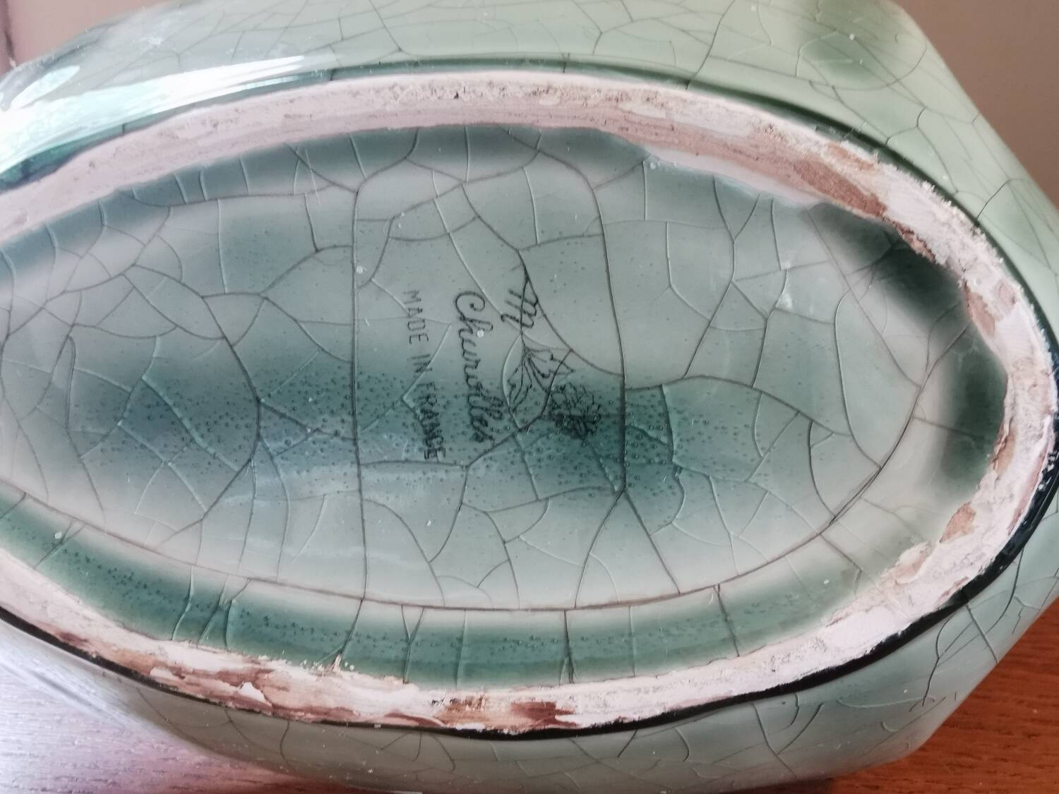 Vintage ceramic bird lamp base from Charolles