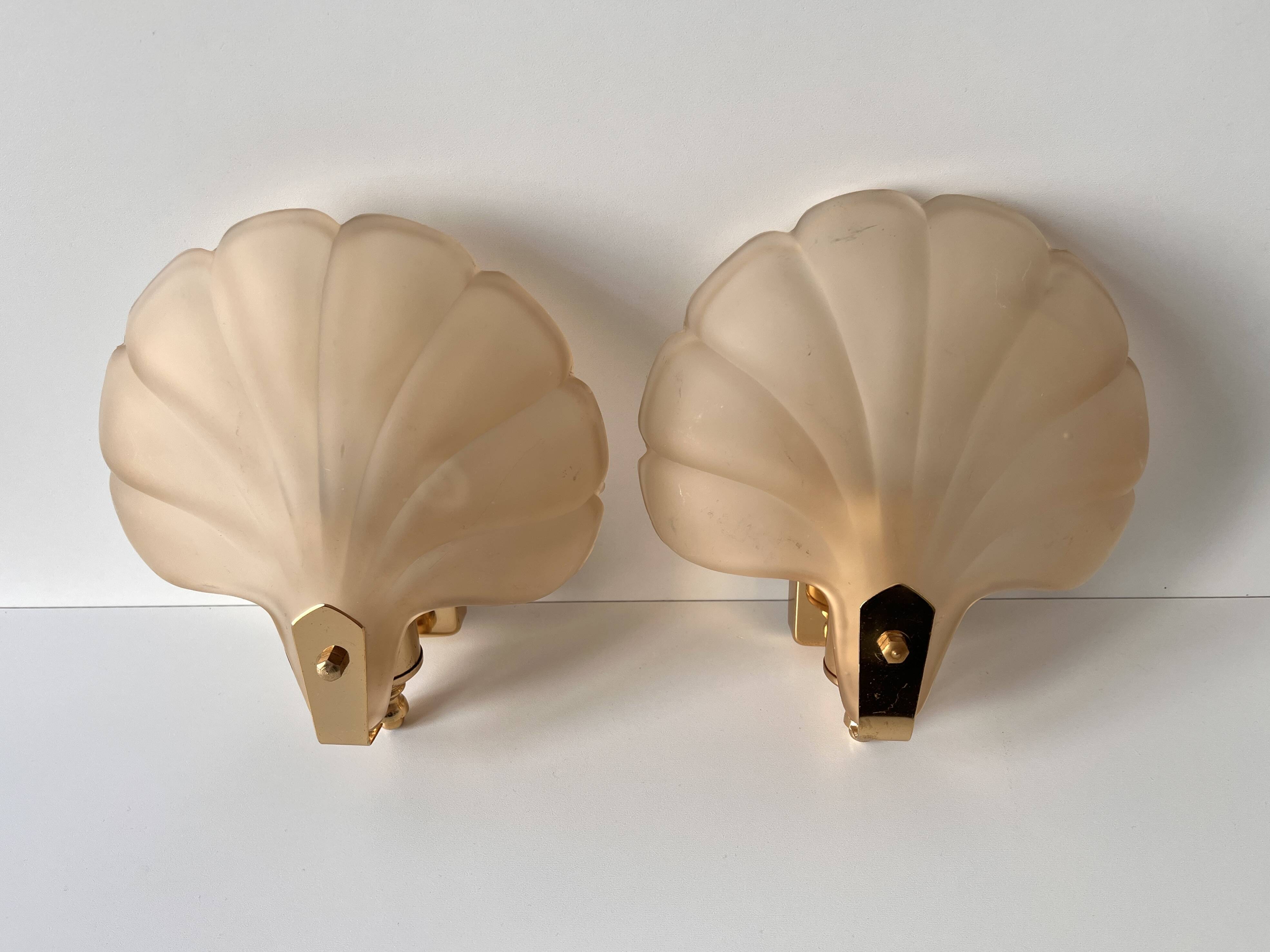 Appliques murales coquillages en verre vintage, lampes style art nouveau