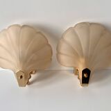 Appliques murales coquillages en verre vintage, lampes style art nouveau