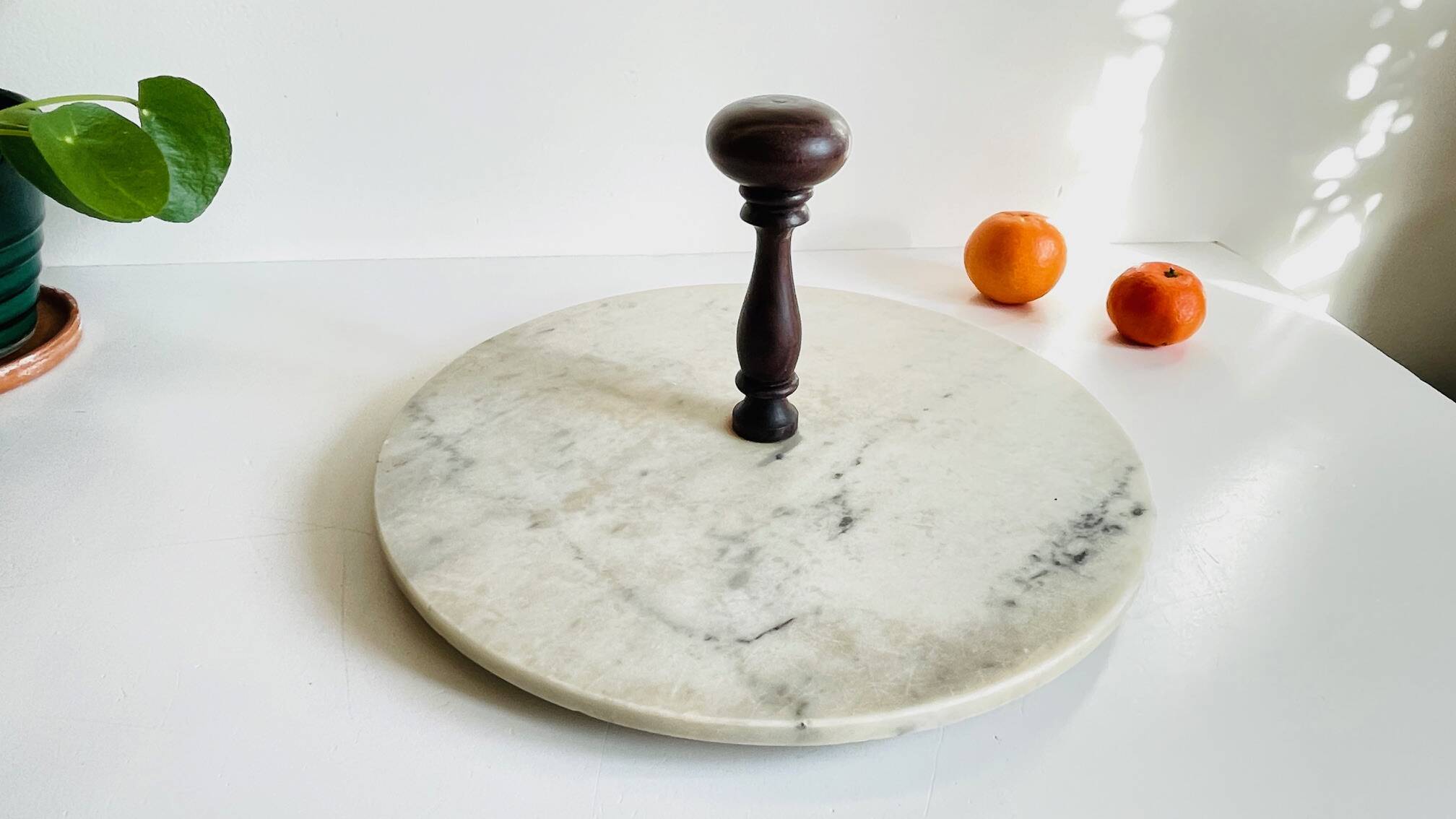 Plateau à fromage marbre et bois vintage