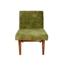 Fauteuil vintage en velours vert olive, années 1970