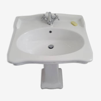 Washbasin and column Hidra Ceramica glossy white