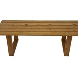 Vintage Scandinavian modern pinewood slatted bench from the 1960's