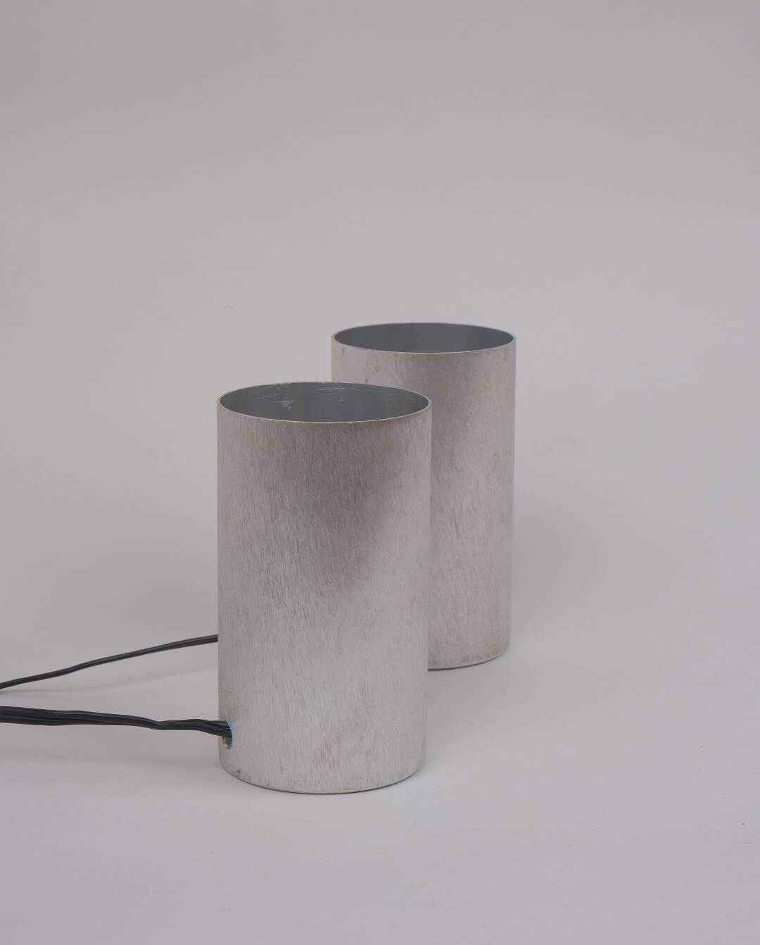 70s brushed aluminum lamps