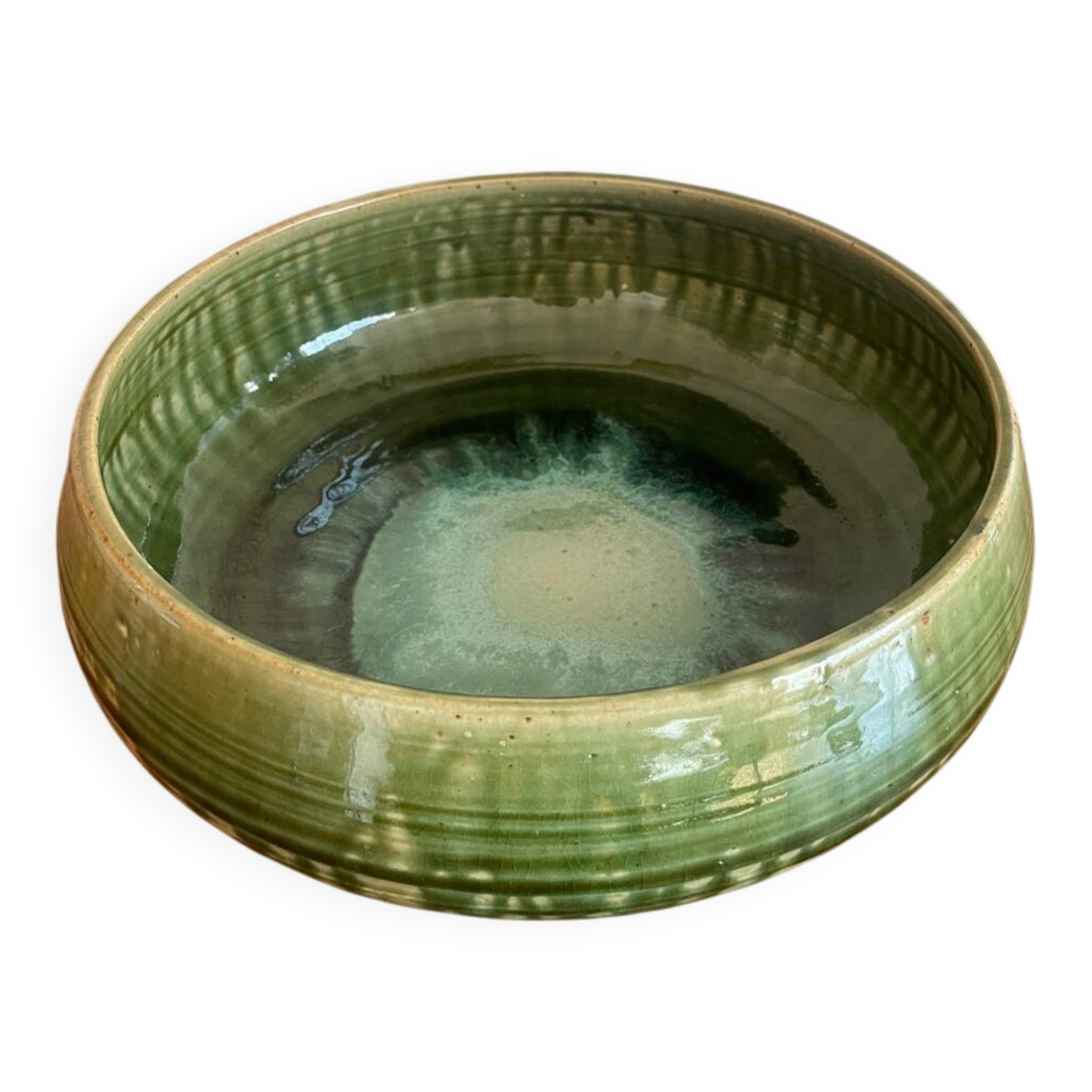 Glazed stoneware salad bowl from the Abbey of Fontgombault.