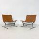 Paire de fauteuils lounge vintage par Ross Littell pour ICF, Cuir Cognac, Italie, 1970s