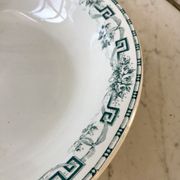 Hollow round dish / salad bowl Terre de Fer Moulin des Loups "Athens" late nineteenth century
