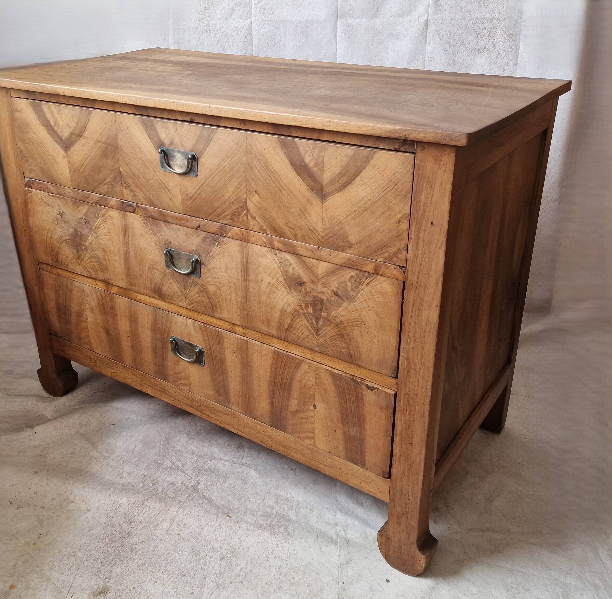 Antique brutalist walnut chest of drawers