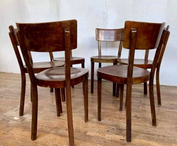 6 OLD CHAIRS BISTROT BAR CAFE RESTAURANT STAMPED BAUMANN