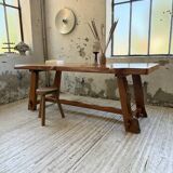 Aranjou farmhouse table in blond elm, 1950s