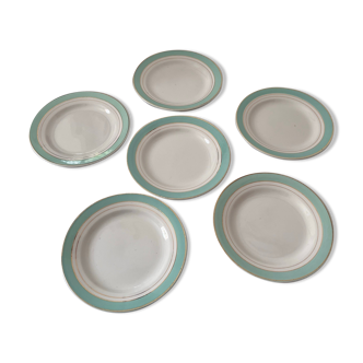 6 vintage Lunéville earthenware dessert plates