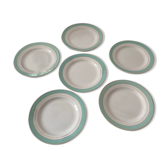 6 assiettes à dessert en faïence de Lunéville vintage