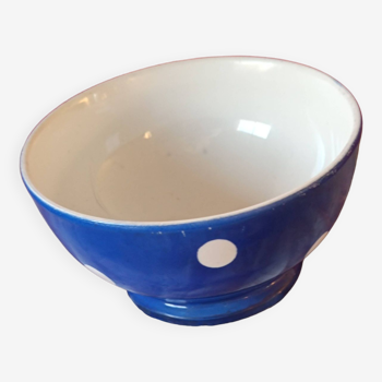 Blue bowl with white polka dots. Longchamp. France.