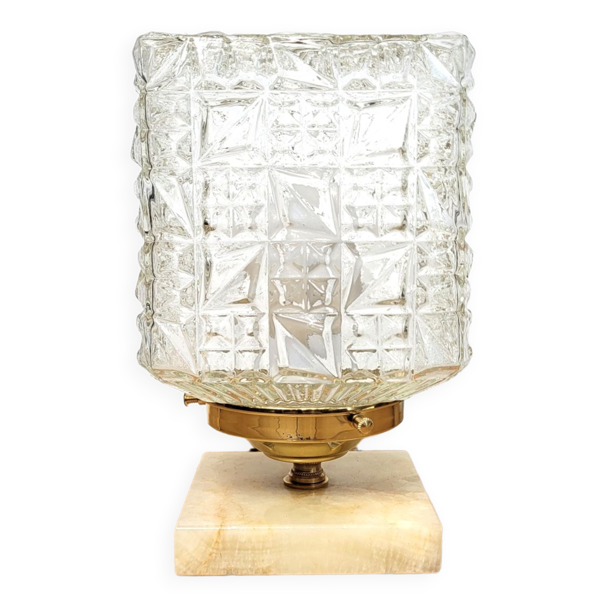 Vintage lamp diamond globe brass and onyx