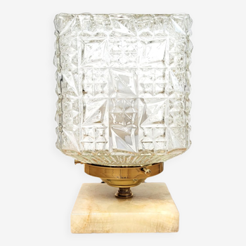 Vintage lamp diamond globe brass and onyx