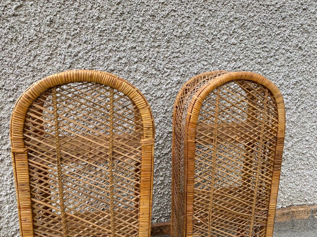 Pair of wicker rattan bookcases