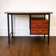 Modernist desk from the 50s-60s in wood and metal, reversible drawer unit.