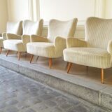 Set of 4 chairs organic wingback chairs of the 50s/60s vintage