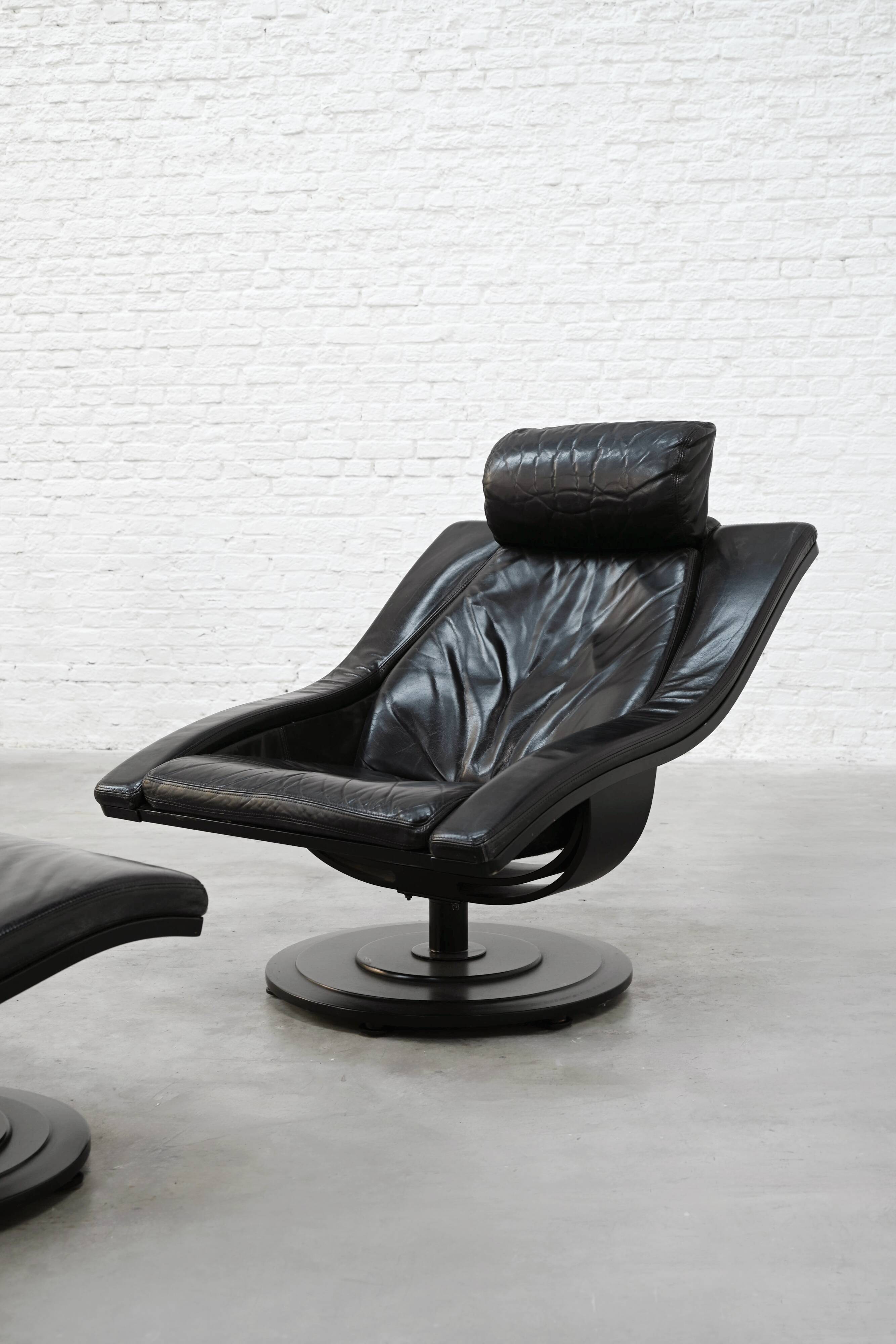 Swivel Lounge Chair and Ottoman by Takashi Okamura for Nelo Möbel Sweden