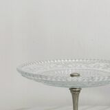 Bowl on a foot in worked glass and elegant metal