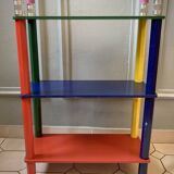 Postmodern round table, chair and bookcase by Pierre Sala 1980