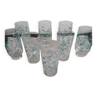 Lot de 8 verres Arcopal, modèle Veronica motif Myosotis