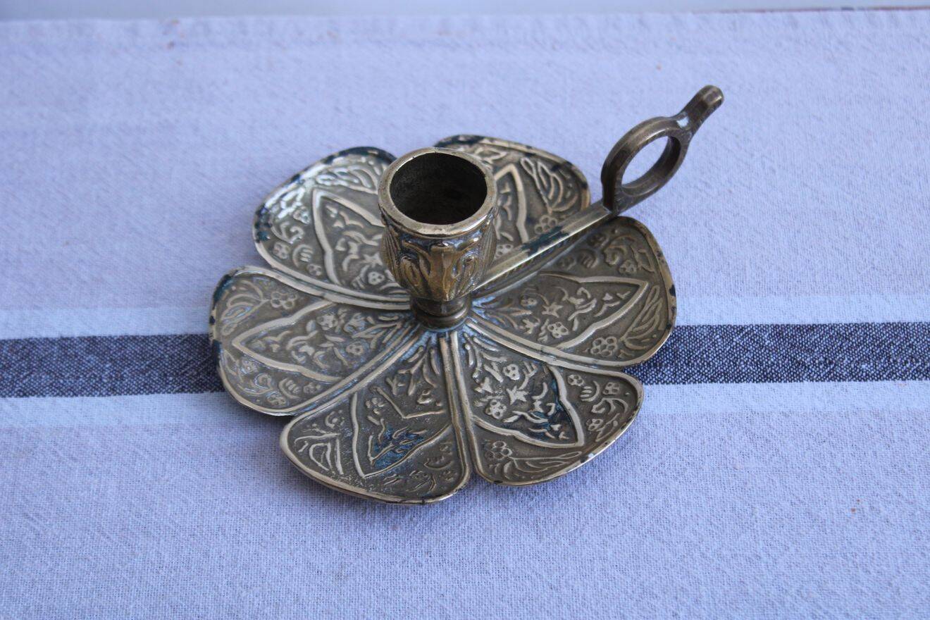 Gold metal candle holder