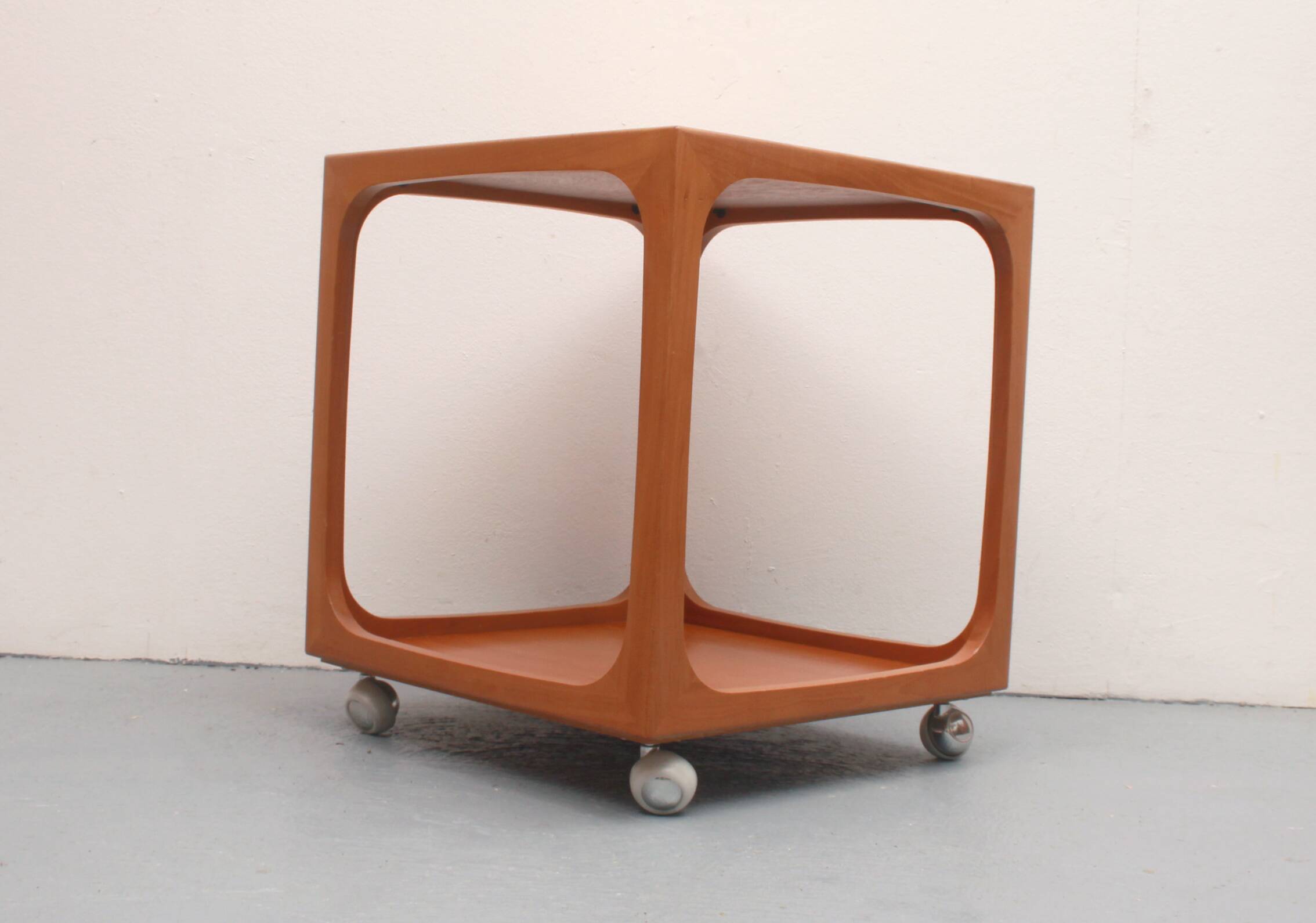 1960s sidetable cube in cherrywood, Wilhelm Renz