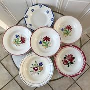 Set of 6 mismatched hollow plates Digoin Sarreguemines and Lunéville 40s