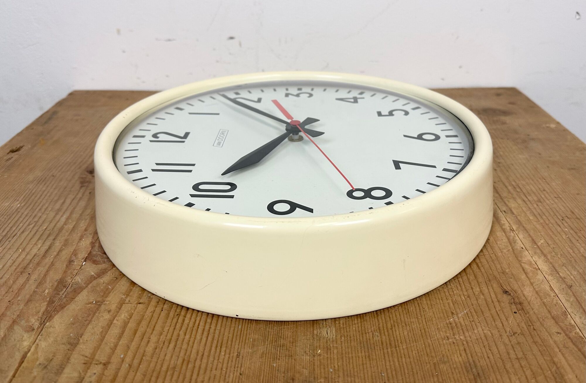Vintage Beige School Wall Clock from Van Doorn, 1960s